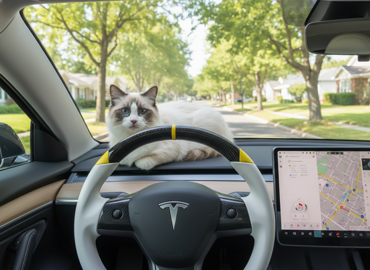 White and yellow Carbon Fiber Tesla Model 3 Custom Steering Wheel -DYNA(2017-2023.9) Axeco