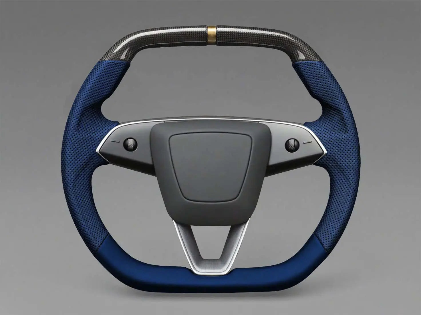 Navy blue - Black Carbon Fiber Tesla model 3 highland Steering Wheel -Super Enhancer(2023.9+) Axeco