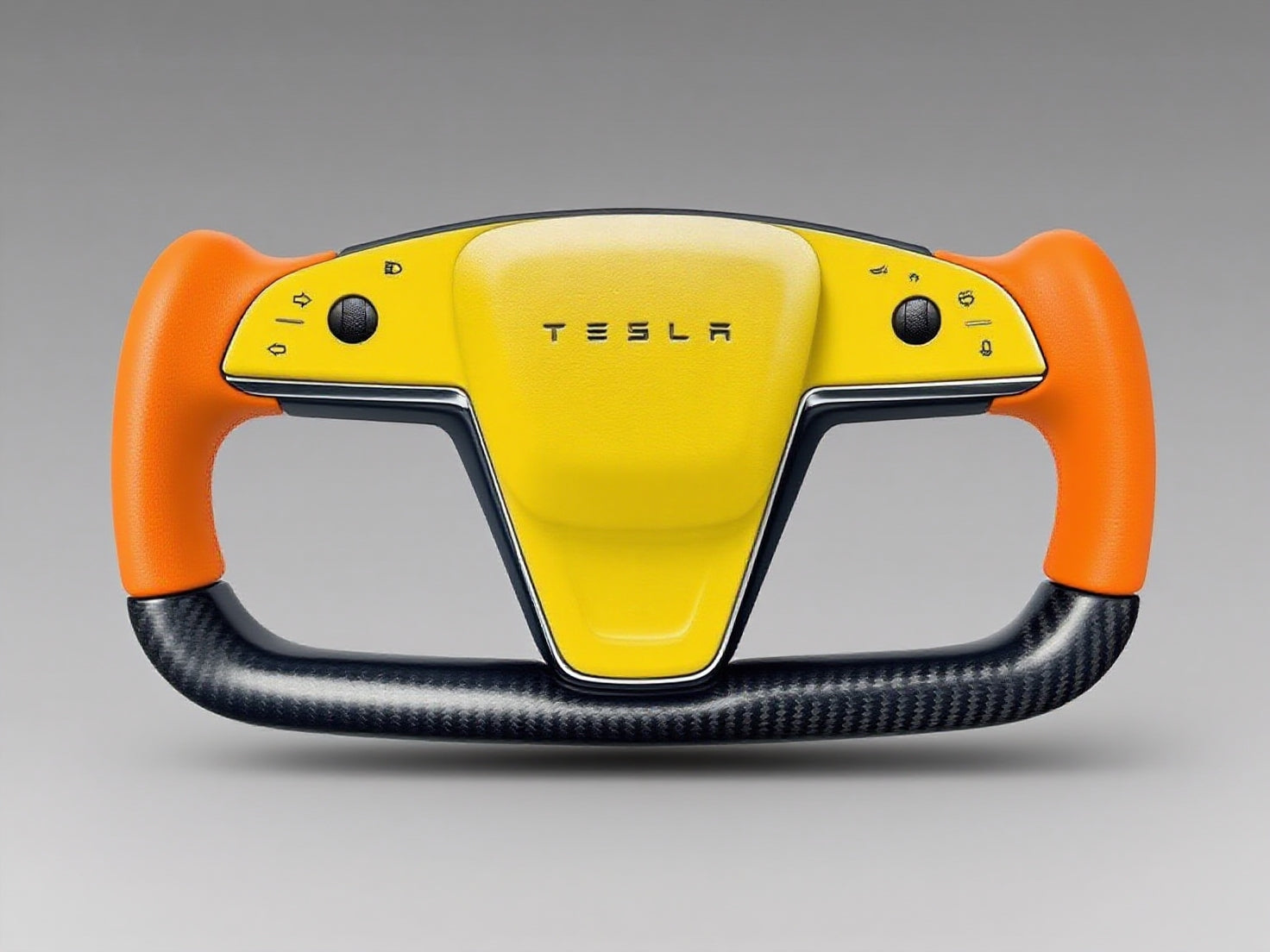 Orange Tesla Model S Carbon Fiber Yoke Steering Wheel (2021+ ) Axeco
