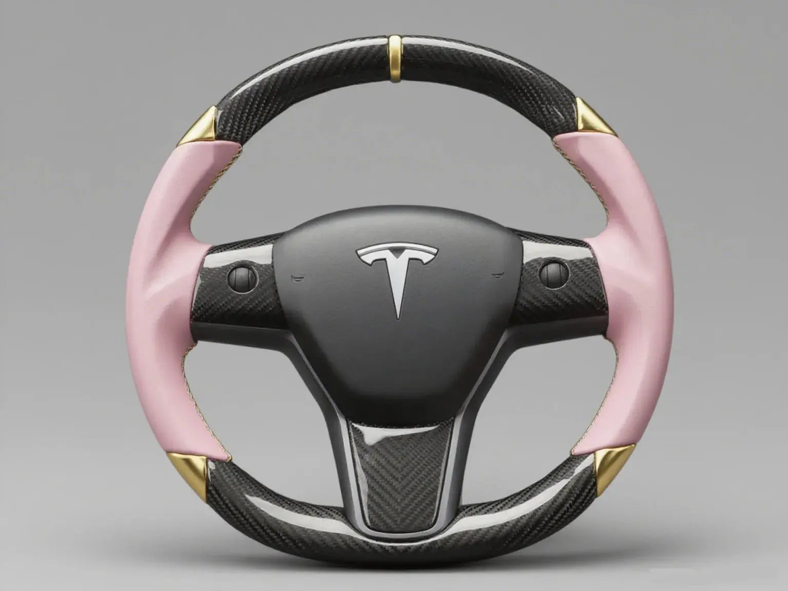 Pink and gold trim Tesla Model Y steering wheel - DYNA (2020-2024) Axeco