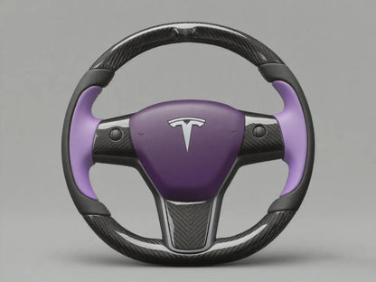 Purple Carbon Fiber Tesla model 3 Steering Wheel -Track Master(2023.9+) Axeco