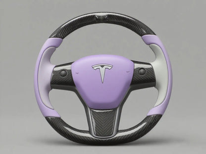 Purple-Grey Tesla Model 3 Carbon Fiber Steering Wheel-Track Master(2017-2023.8) Axeco