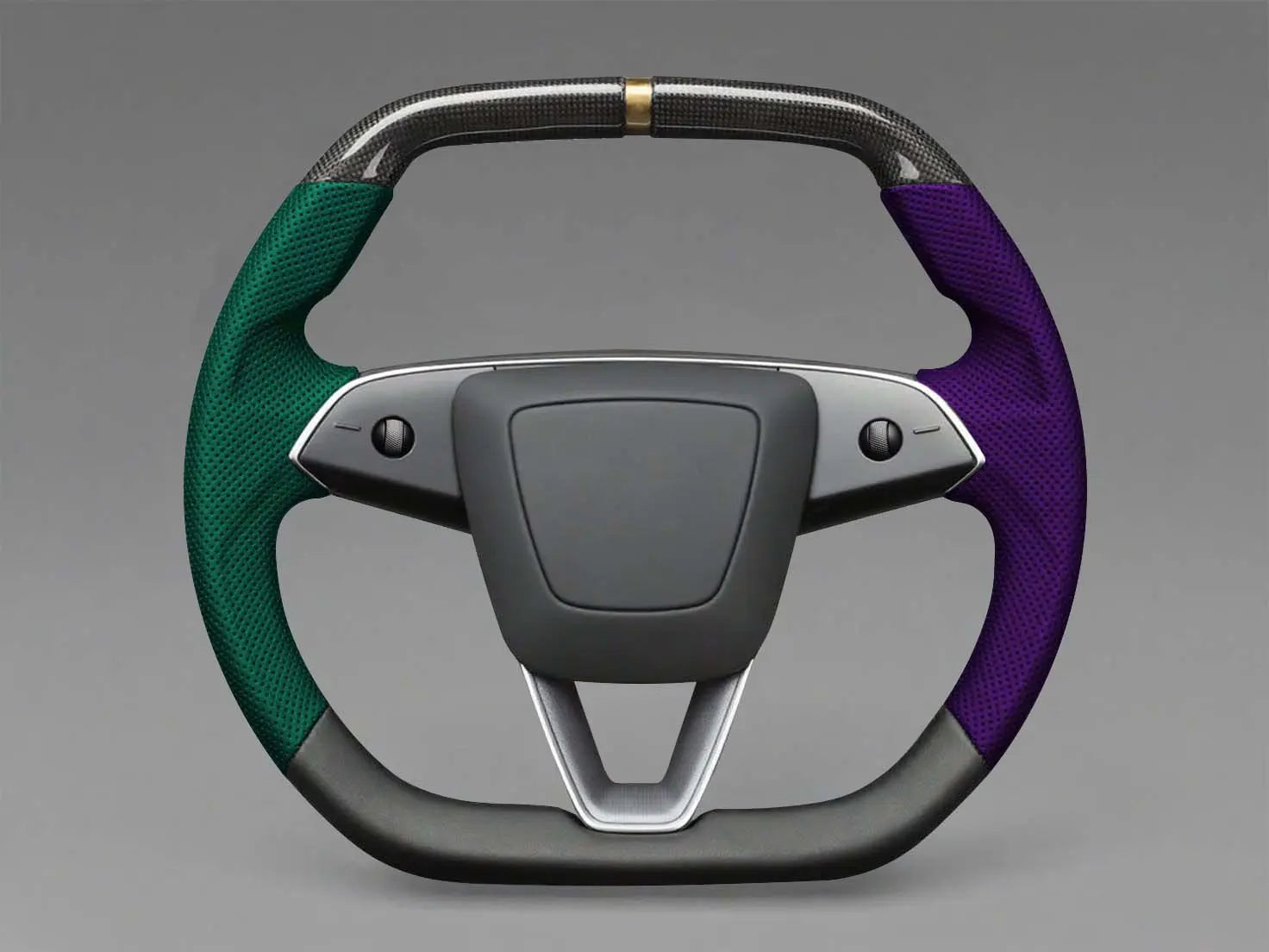 Purple and green- Black Carbon Fiber Tesla model 3 highland Steering Wheel -Super Enhancer(2023.9+) Axeco