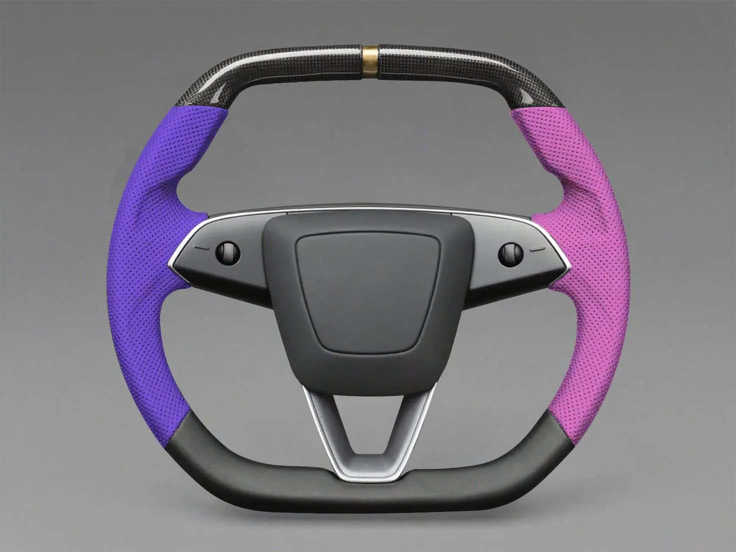 Purple and pinkish purple- Black Carbon Fiber Tesla model 3 highland Steering Wheel -Super Enhancer(2023.9+) Axeco
