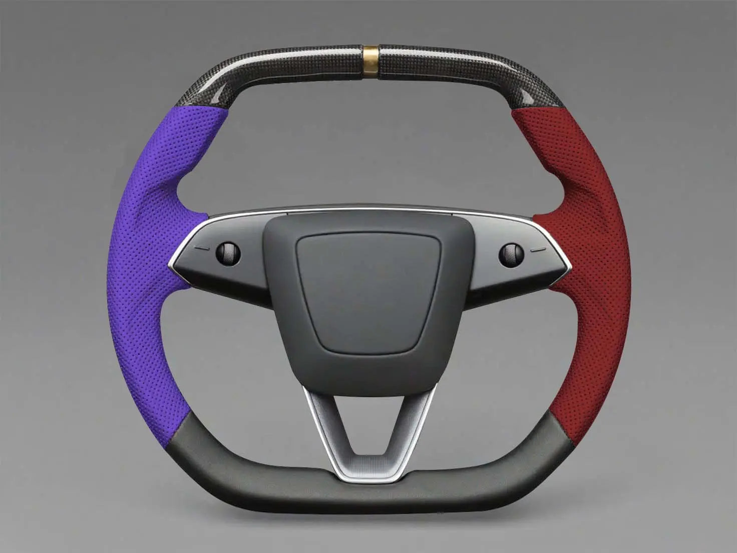 Purple and red - Black Carbon Fiber Tesla model 3 highland Steering Wheel -Super Enhancer(2023.9+) Axeco