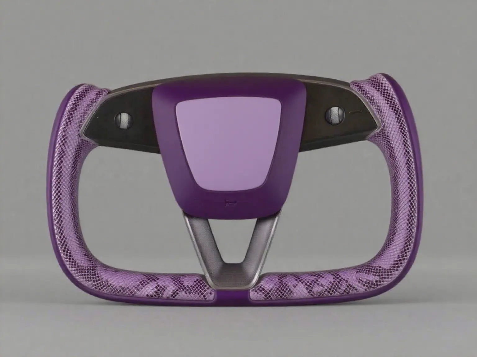 Purple paired with snake print Tesla Yoke model Y Juniper Steering Wheel(2025+) Axeco