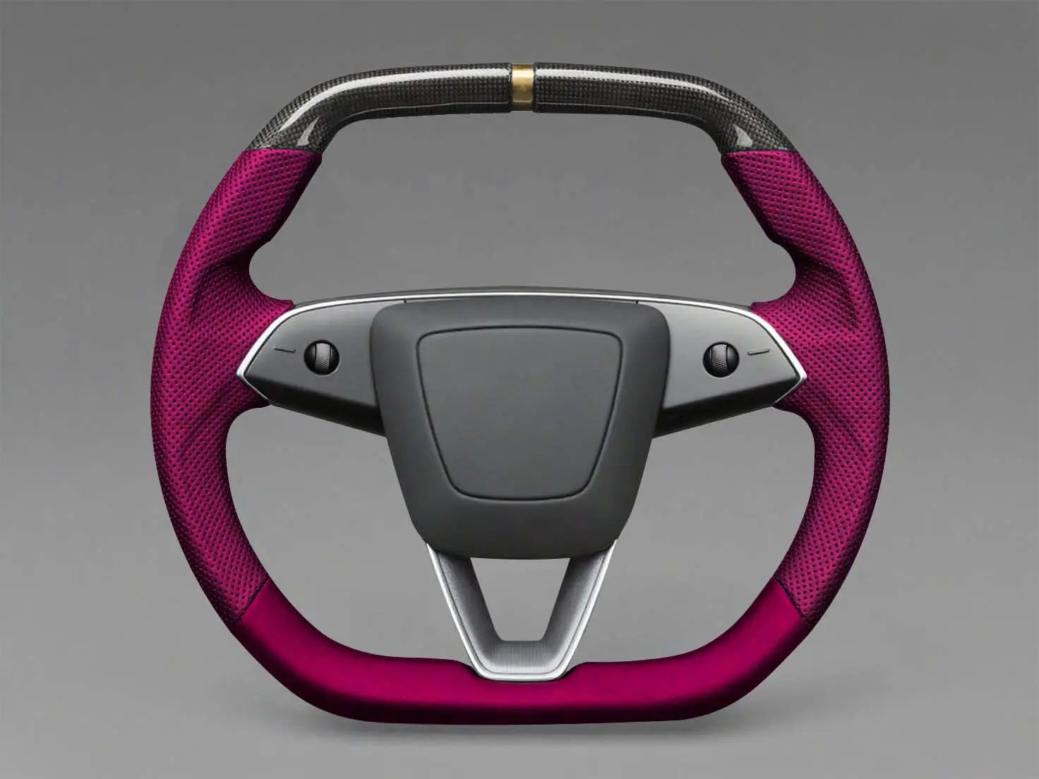 Purplish red - Black Carbon Fiber Tesla model 3 highland Steering Wheel -Super Enhancer(2023.9+) Axeco