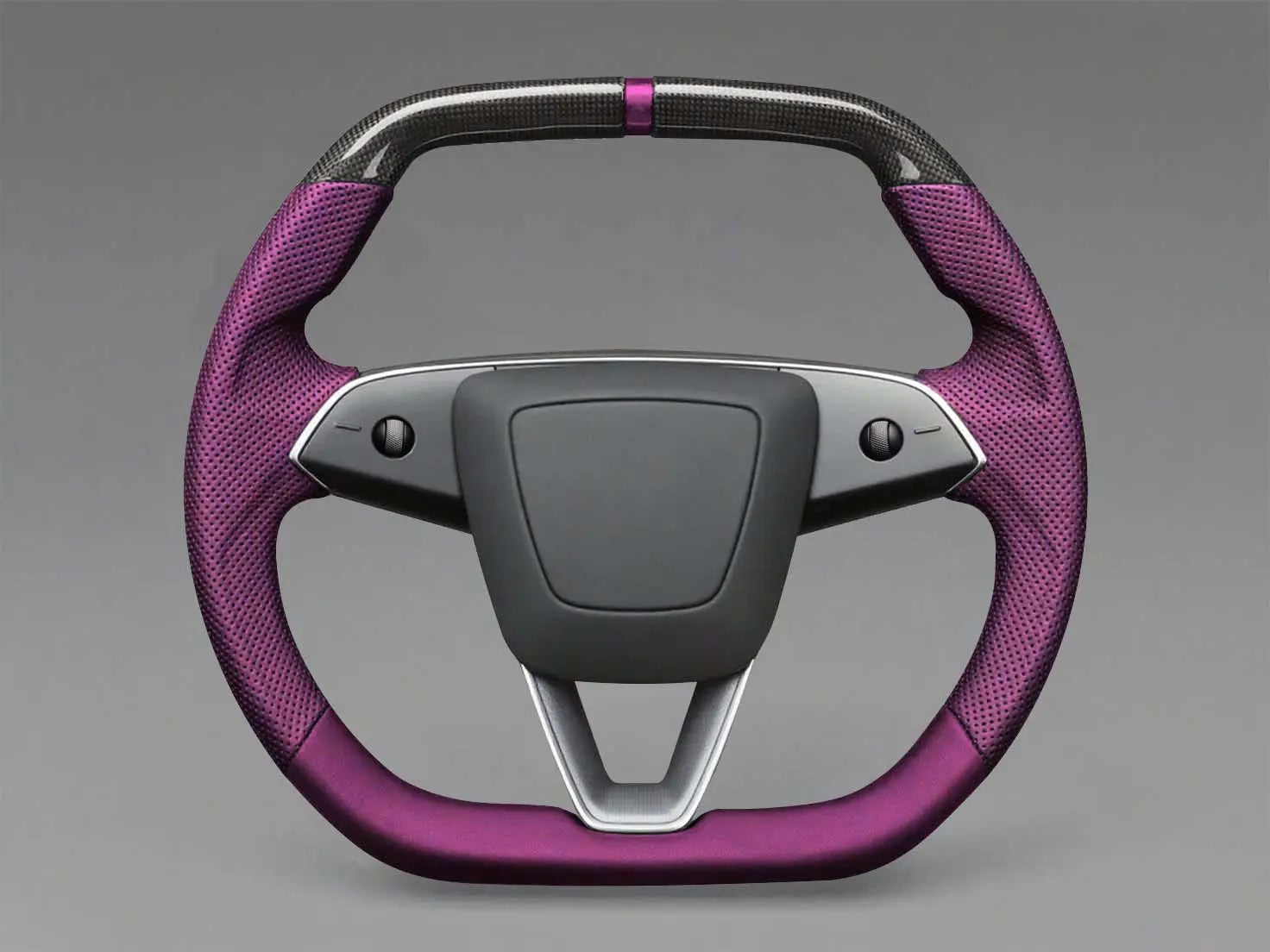 Purplish red - Black Carbon Fiber Tesla model 3 highland Steering Wheel -Super Enhancer(2023.9+) Axeco