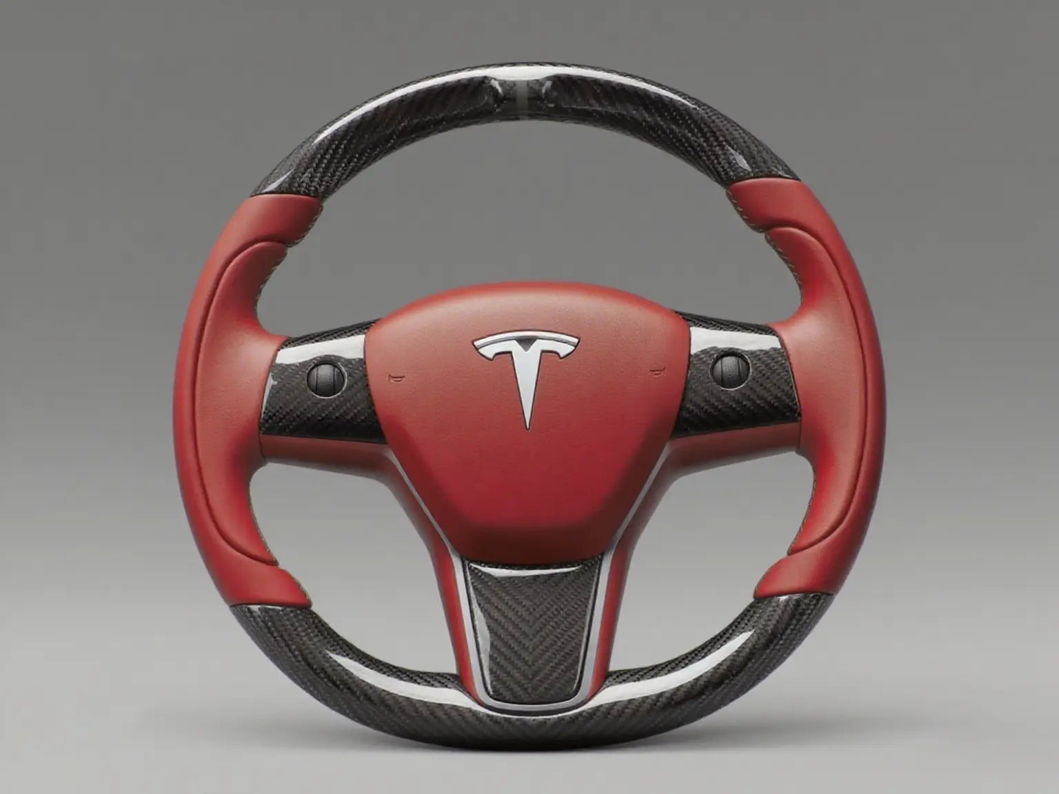 Red and Black Carbon Fiber Tesla Model3 Steering Wheel-Track Master(2017-2023.8) Axeco