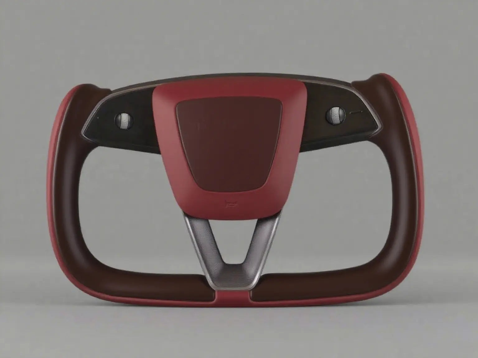 Red and brown Tesla Yoke model Y Juniper Steering Wheel(2025+) Axeco