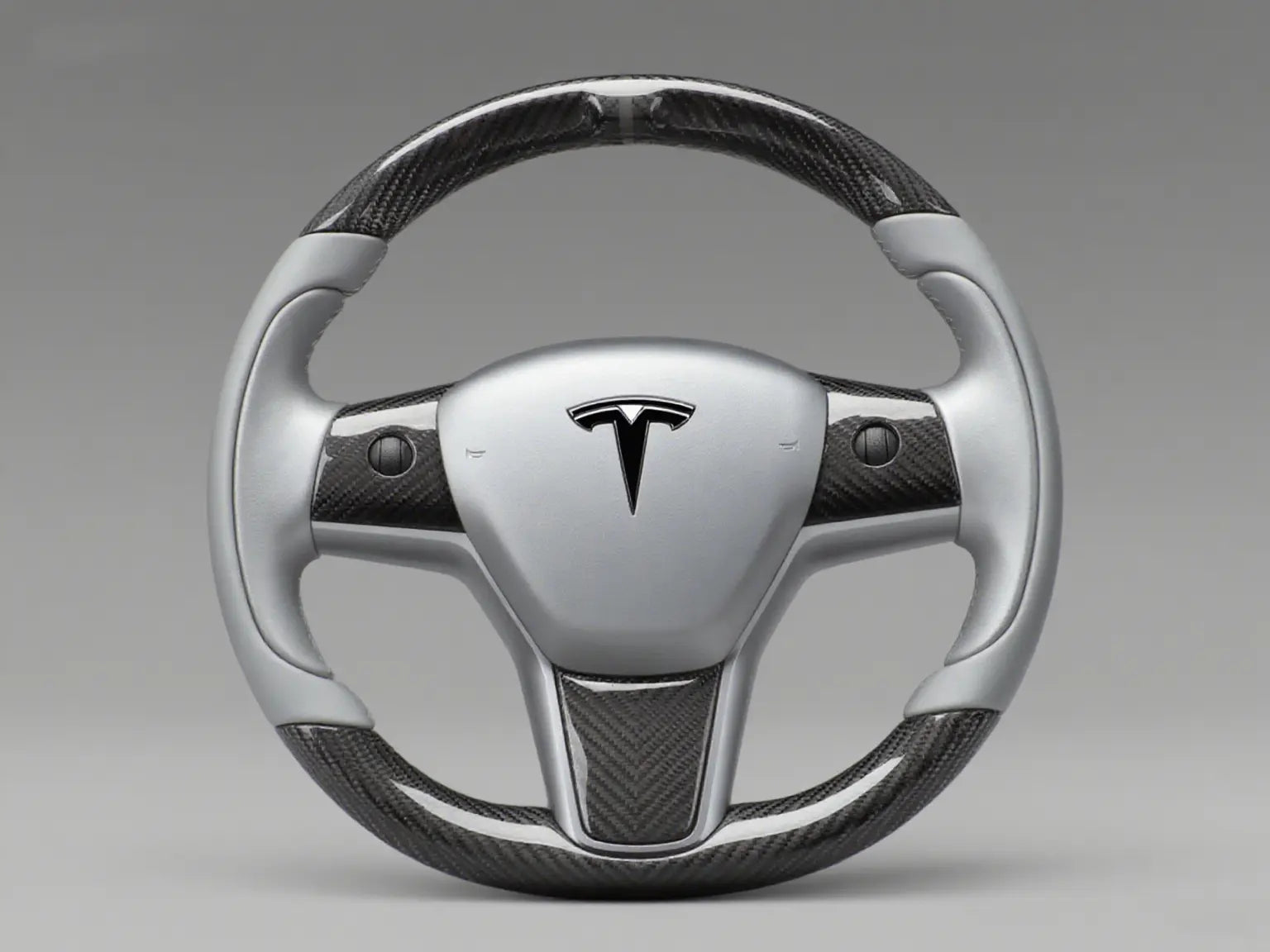 Silver Gray Carbon Fiber Tesla Model 3 Steering Wheel - Track Master (2017-2023.8) Axeco