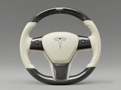 White Carbon Fiber Tesla Model 3 Steering Wheel - Track Master (2017-2023.8) Axeco