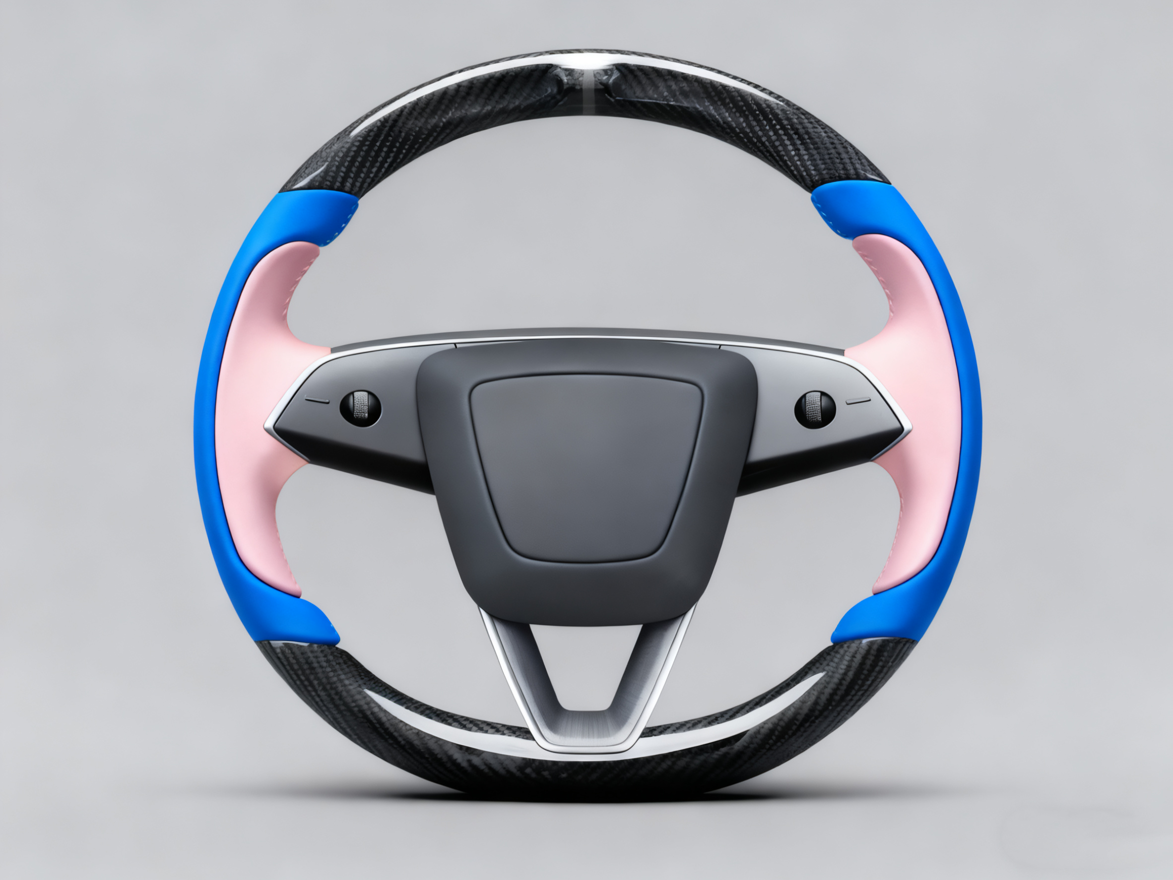 Bright blue and soft pink Carbon Fiber Tesla Model Y Juniper Steering Wheel For Lady's -Track Master(2023.9+) Axeco