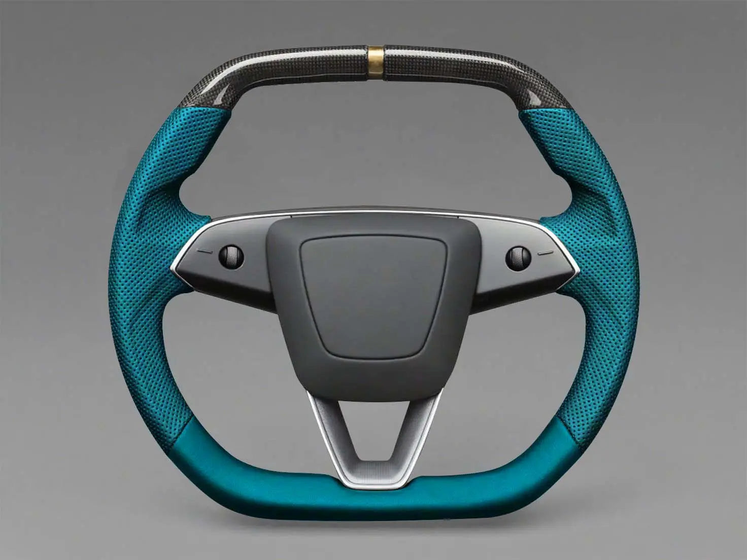 cyan - Black Carbon Fiber Tesla model 3 highland Steering Wheel -Super Enhancer(2023.9+) Axeco