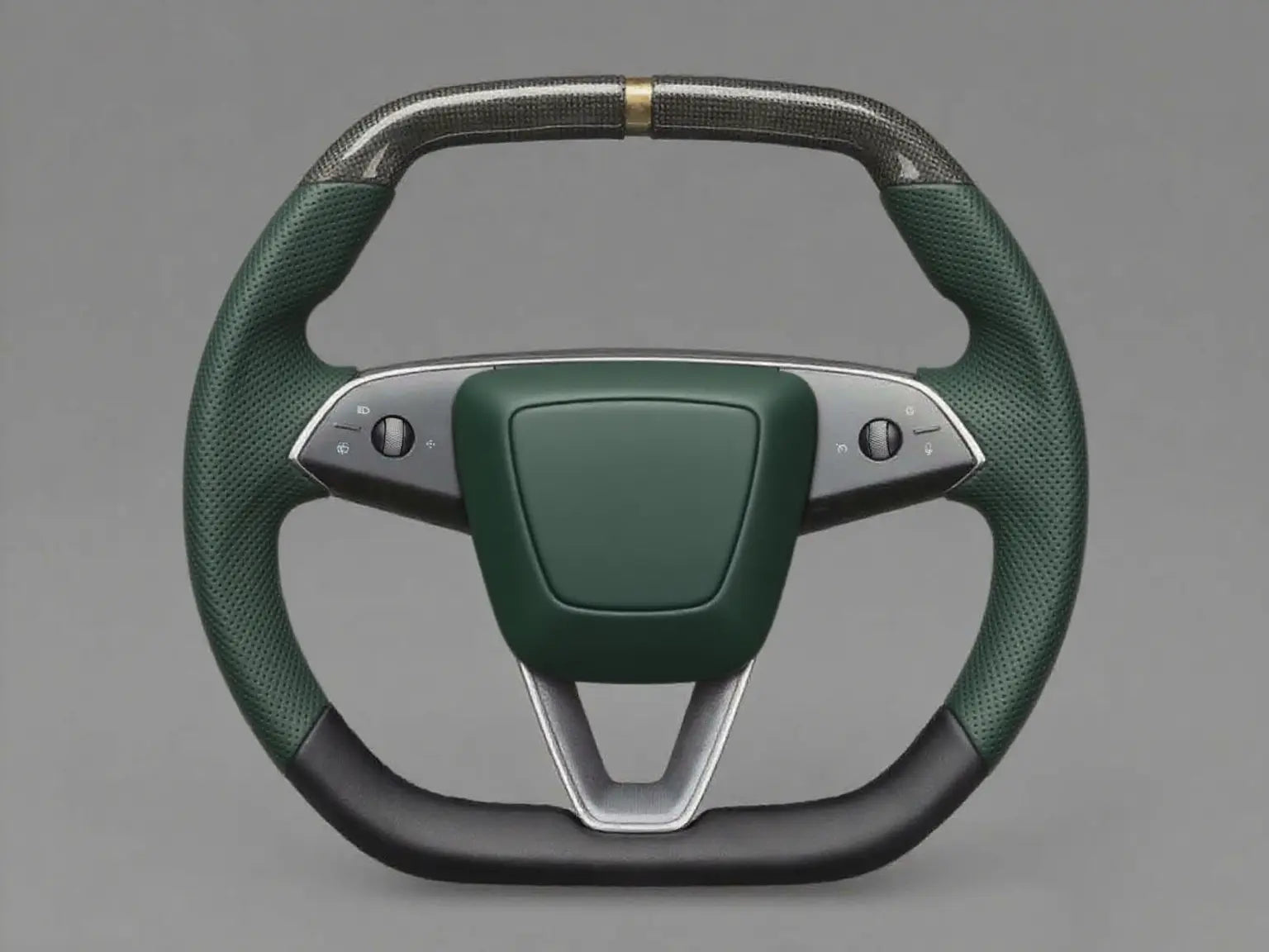 dark green and Black Carbon Fiber Tesla Model YL Steering Wheel - Super Enhancer (2025.8) Axeco