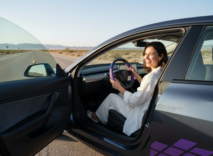 Purple and blue Carbon Fiber Tesla Model 3 Highland Custom Steering Wheel -DYNA(2023.9) Axeco
