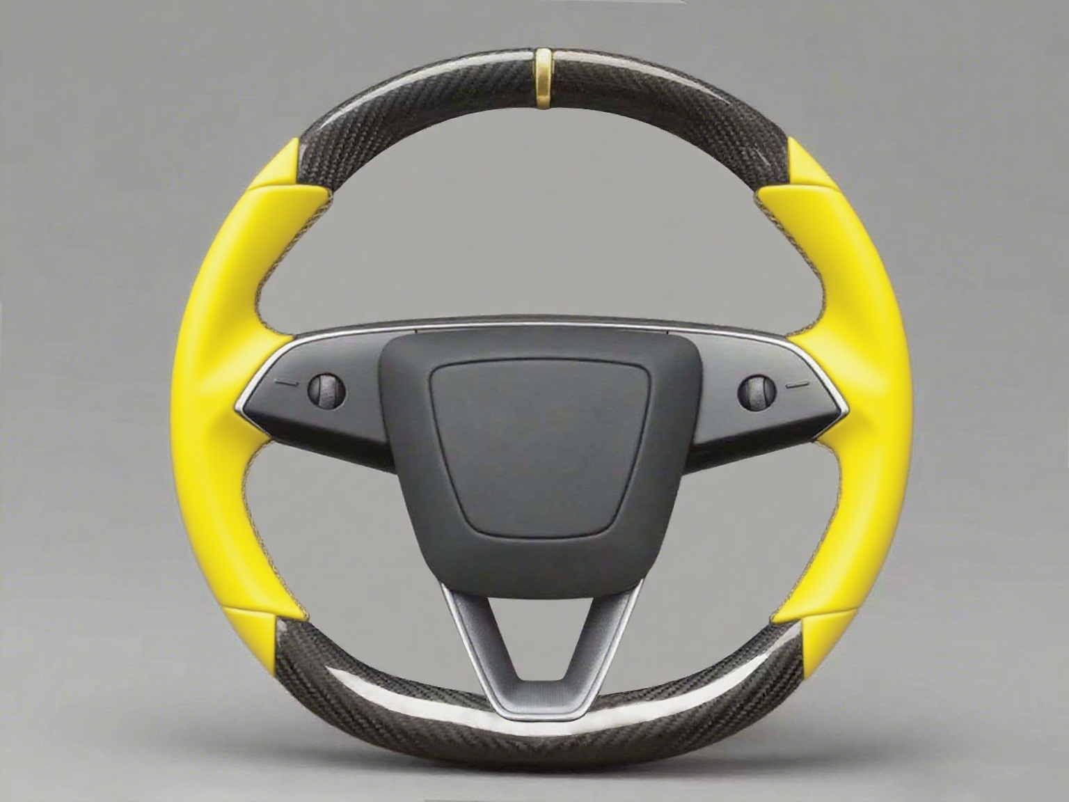 yellow Leather Carbon Fiber Customize Tesla Model Y Juniper Steering Wheel - DYNA (2025+) Axeco