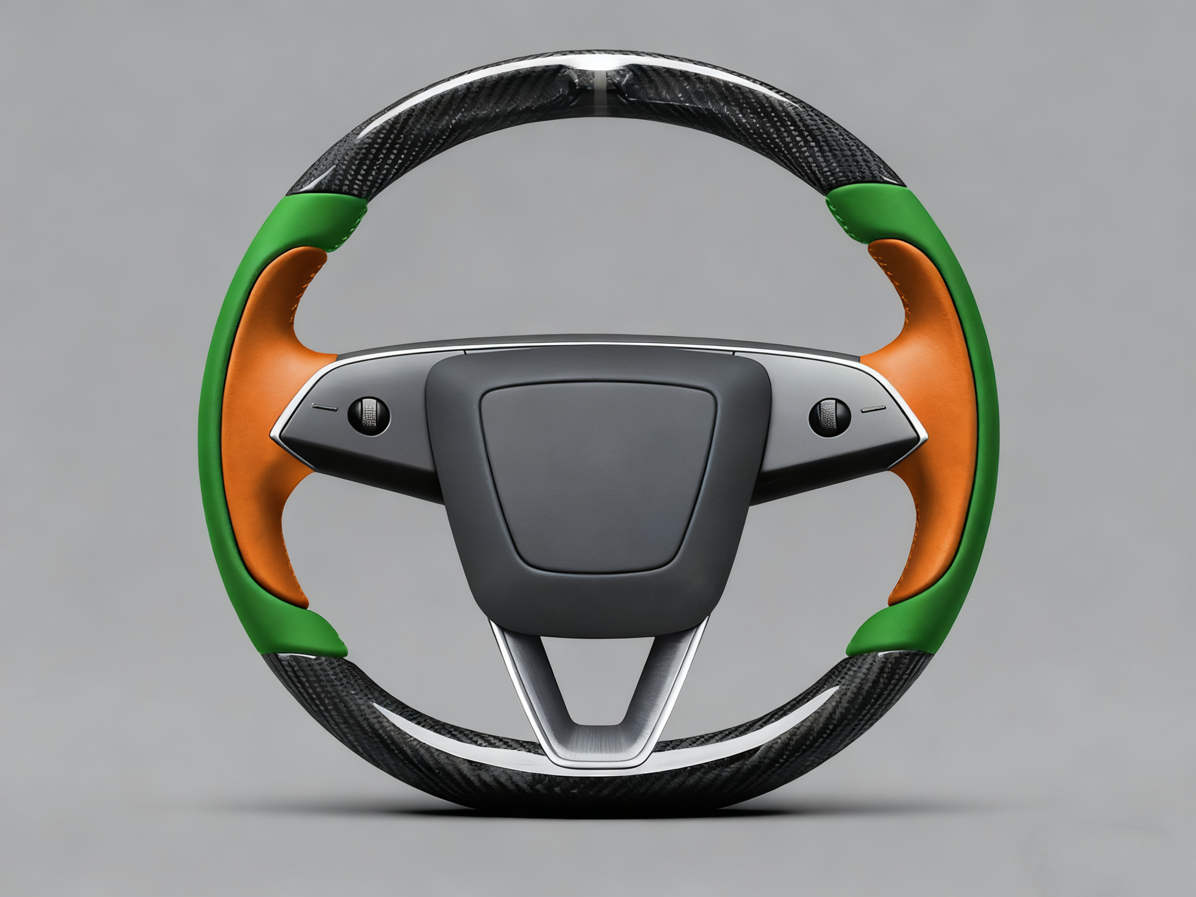 Emerald green and bright orange Carbon Fiber Tesla model 3 highland Steering Wheel -Track Master(2023.9+) Axeco