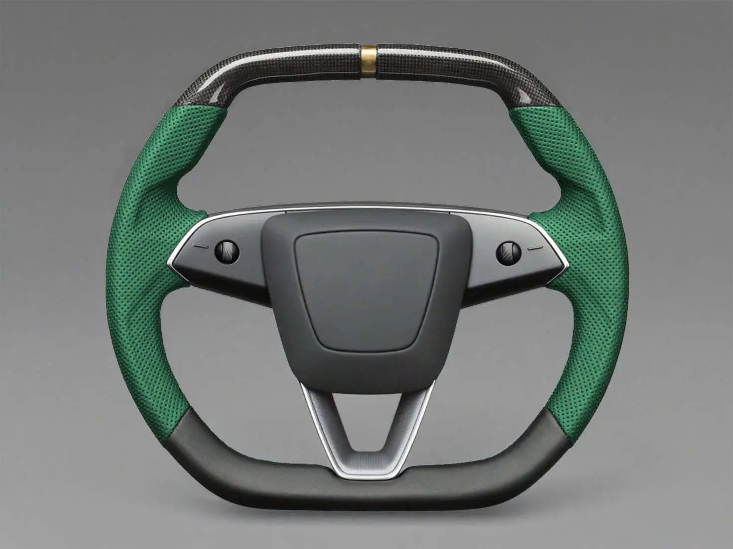 green - Black Carbon Fiber Tesla model 3 highland Steering Wheel -Super Enhancer(2023.9+) Axeco
