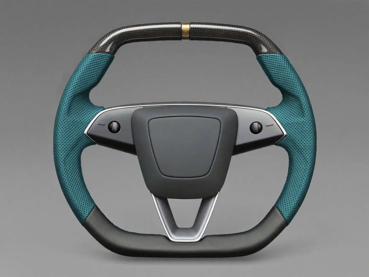greenish-blue - Black Carbon Fiber Tesla model 3 highland Steering Wheel -Super Enhancer(2023.9+) Axeco