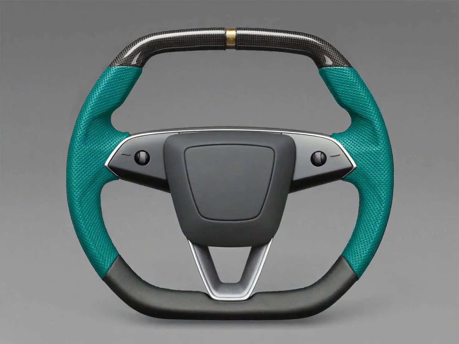 greenish-blue - Black Carbon Fiber Tesla model 3 highland Steering Wheel -Super Enhancer(2023.9+) Axeco