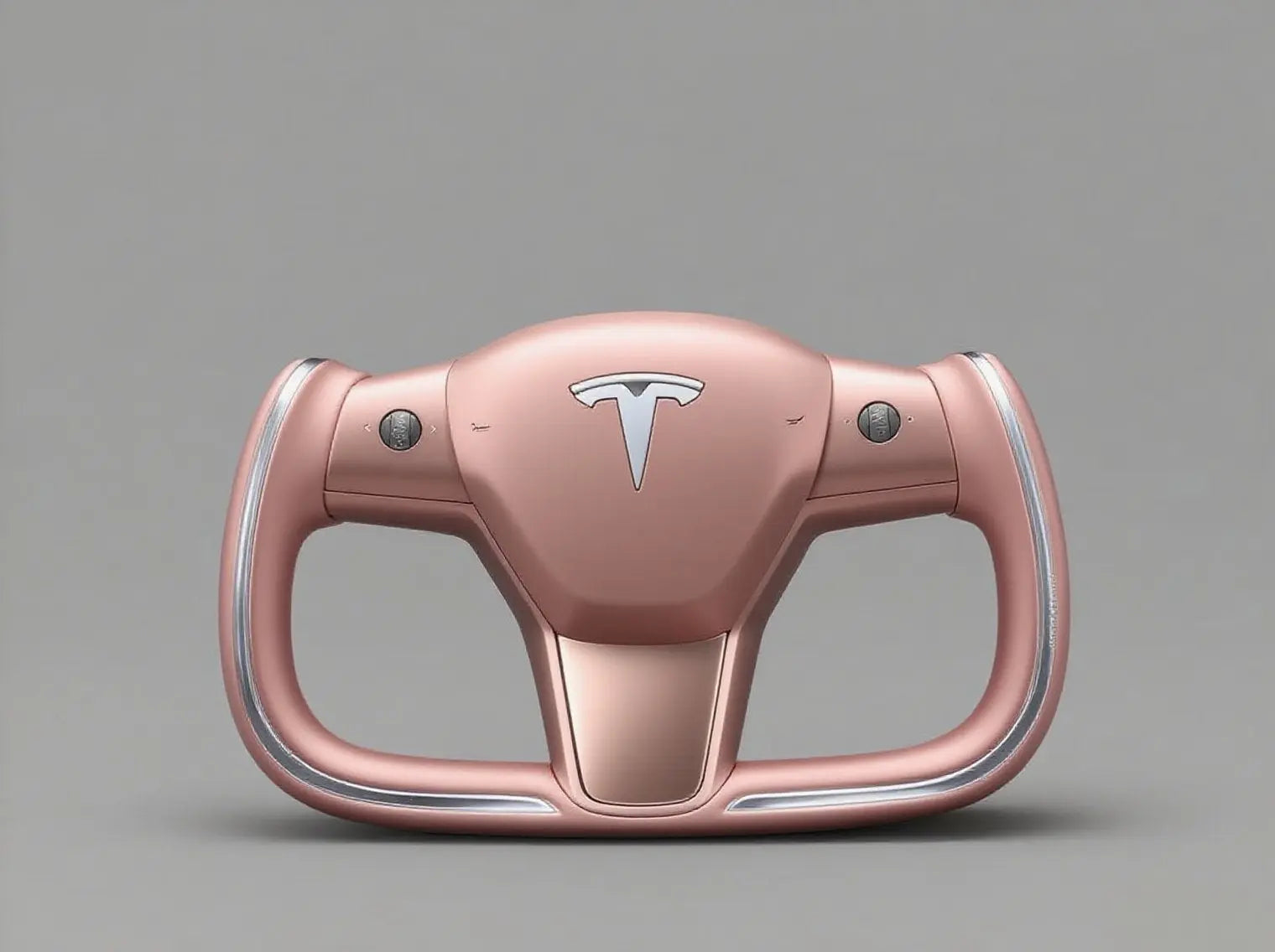 Tesla Rose Gold & White Yoke Steering Wheel Luxe Custom Upgrade Axeco
