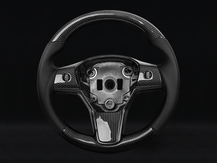 Model 3 Carbon Fiber Rounded Steering Wheel - Customized - Axeco