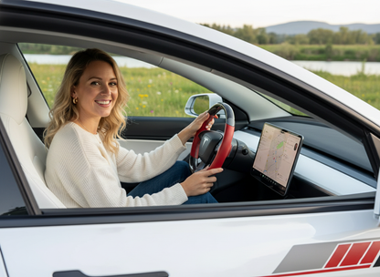 Reds And Grays Carbon Fiber Tesla Model 3 Highland Custom Steering Wheel -DYNA(2023.9) Axeco
