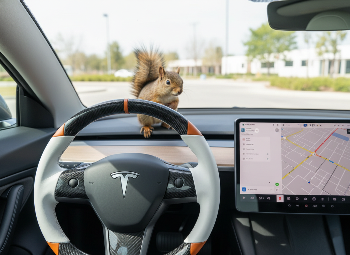 White and orange Carbon Fiber Tesla Model 3 Custom Steering Wheel -DYNA(2017-2023.9) Axeco