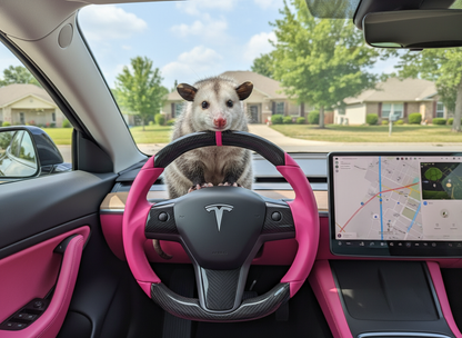 Pink Carbon Fiber Tesla Model Y Steering Wheel - DYNA (2020-2024) Axeco