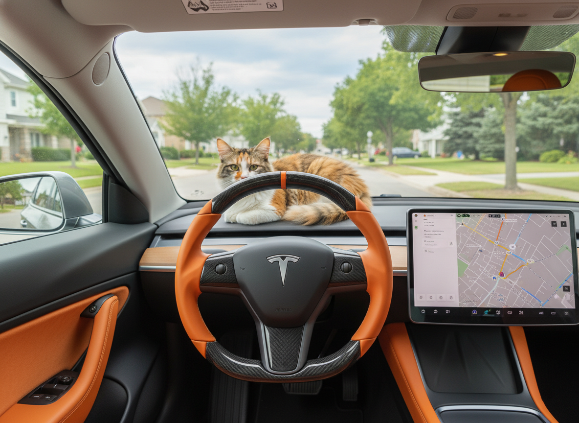 Hermès Orange Carbon Fiber Tesla Model Y Steering Wheel - DYNA (2020-2024) Axeco