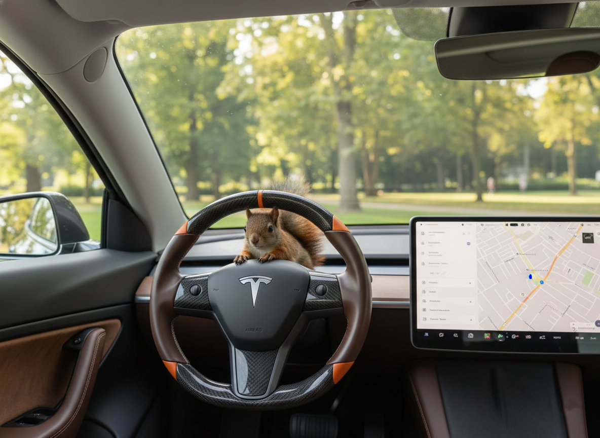 Brown and orange Carbon Fiber Tesla Model 3 Custom Steering Wheel -DYNA(2017-2023.9) Axeco