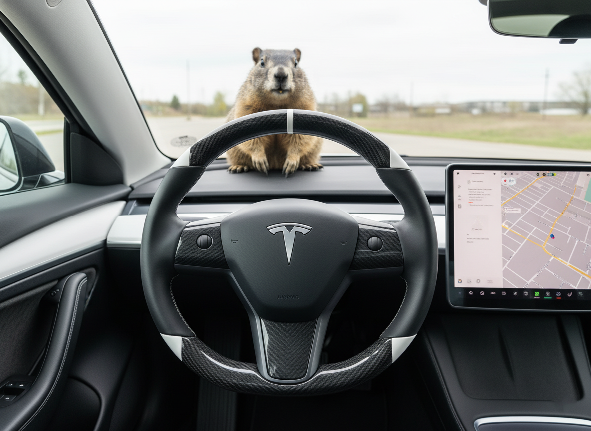 Black and white Carbon Fiber Tesla Model 3 Custom Steering Wheel -DYNA(2017-2023.9) Axeco