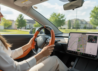 Hermès Orange Carbon Fiber Tesla Model Y Steering Wheel - DYNA (2020-2024) Axeco