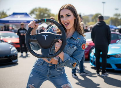 Black Carbon Fiber Tesla Model Y Steering Wheel - DYNA(2020-2024） Axeco