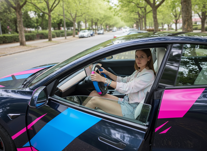 Blue and pink Carbon Fiber Tesla Model 3 Custom Steering Wheel -DYNA(2017-2023.9) Axeco