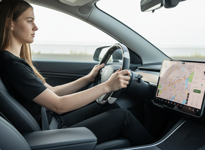 Black and white Carbon Fiber Tesla Model 3 Custom Steering Wheel -DYNA(2017-2023.9) Axeco