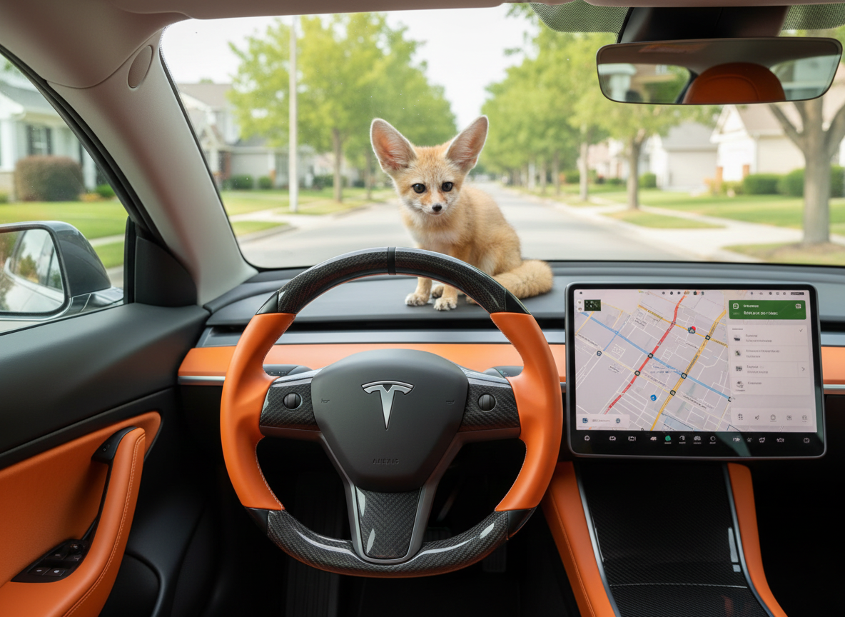 Orange and black leather black carbon fiber Tesla Model Y steering wheel - DYNA (2020-2024) Axeco