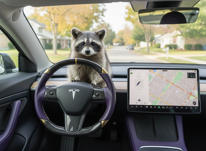 Purple and gold Carbon Fiber Tesla Model 3 Steering Wheel -DYNA(2017-2023.9) Axeco