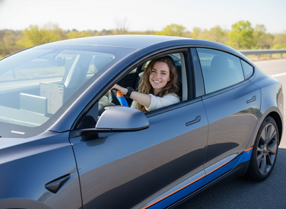 Blue and orange Carbon Fiber Tesla Model 3 Custom Steering Wheel -DYNA(2017-2023.9) Axeco