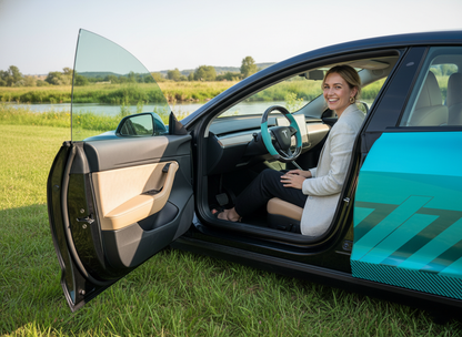 Mint green and ash Carbon Fiber Tesla Model 3 Highland Custom Steering Wheel -DYNA(2023.9) Axeco