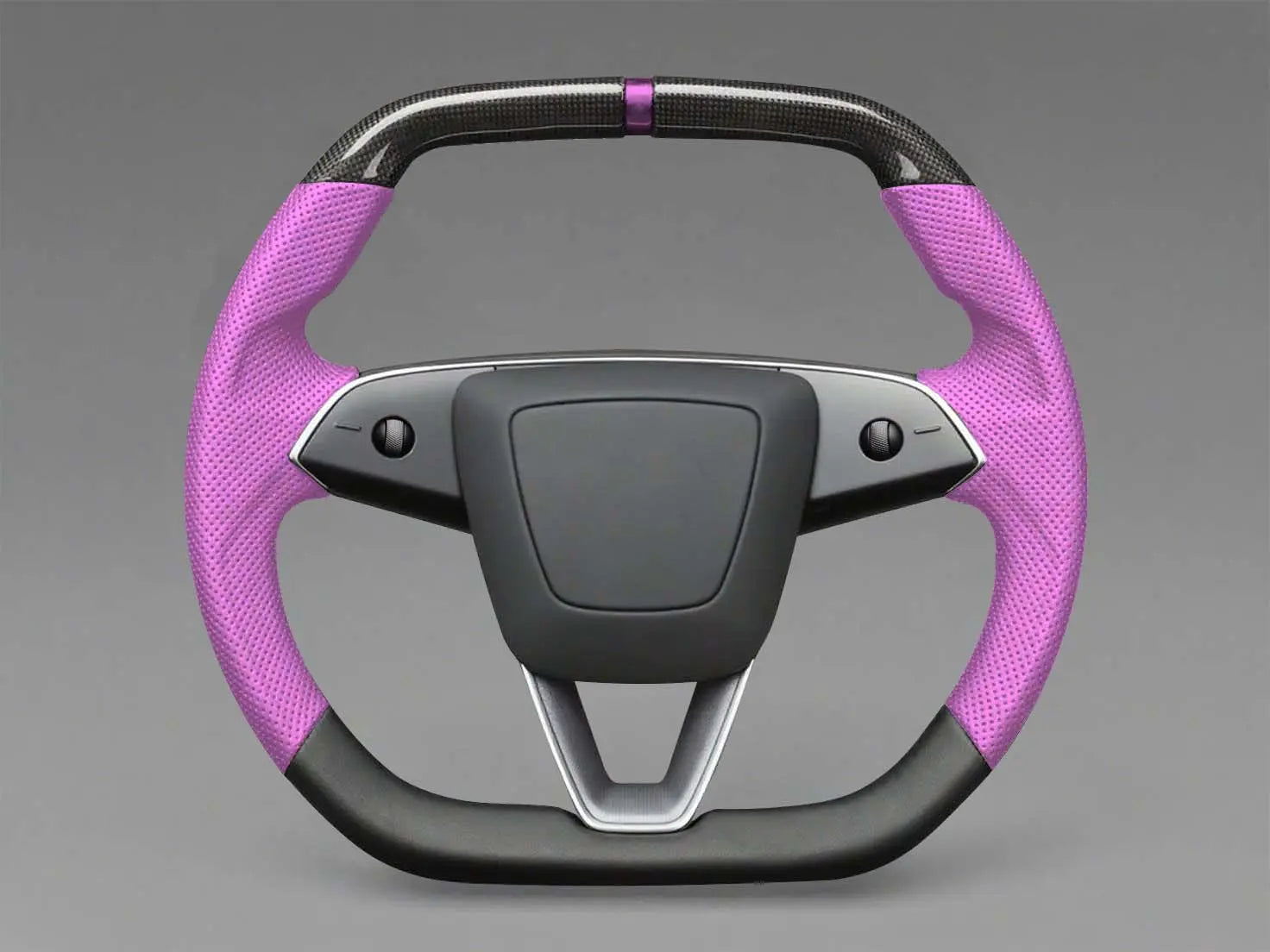 pink-purple Leather Carbon Fiber Customize Tesla mode 3 highland Steering Wheel - Super Enhancer(2023.9+) Axeco