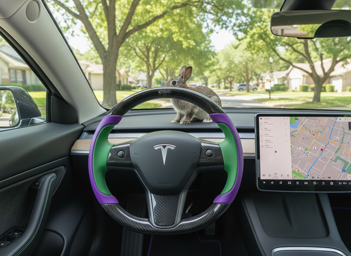 Deep purple and emerald green Carbon Fiber Tesla model 3 Steering Wheel -Track Master(2023.9+) Axeco