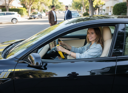 Bright yellow and light beige Carbon Fiber Tesla model 3 Steering Wheel -Track Master(2023.9+) Axeco
