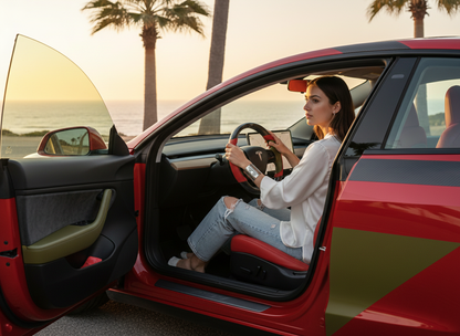 Red and green Carbon Fiber Tesla model 3 Steering Wheel -Track Master(2023.9+) Axeco