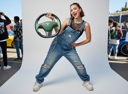 Light Green Carbon Fiber Tesla model 3 Steering Wheel -Track Master(2023.9+) Axeco