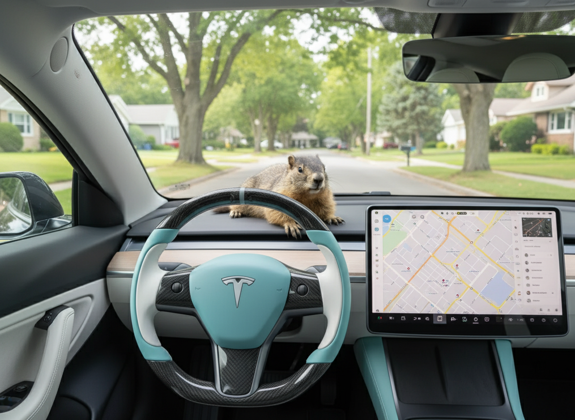 White-Light blue Tesla Model 3 Carbon Fiber Steering Wheel-Track Master(2017-2023.8) Axeco