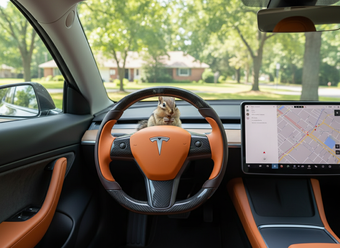 Brown-Orange Tesla Model 3 Carbon Fiber Steering Wheel-Track Master(2017-2023.8) Axeco