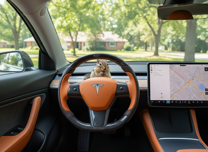 Brown-Orange Tesla Model 3 Carbon Fiber Steering Wheel-Track Master(2017-2023.8) Axeco