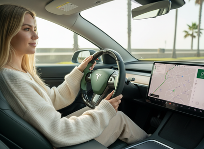 Light Green Carbon Fiber Tesla model 3 Steering Wheel -Track Master(2023.9+) Axeco